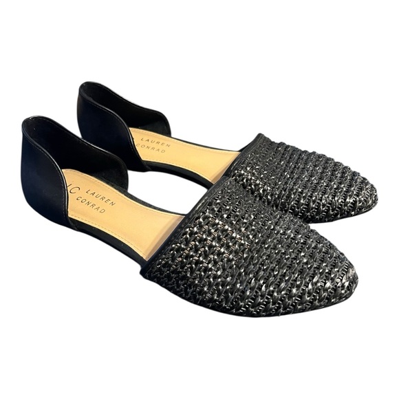 LC Lauren Conrad Black Woven D’Orsay Flats – Size 9.5 - Picture 1 of 8